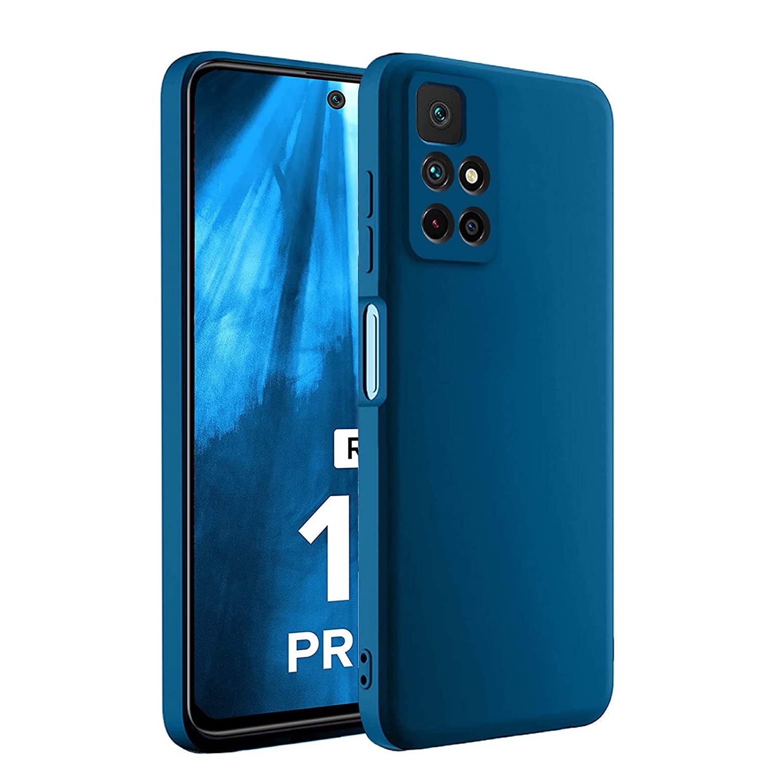 Redmi 10 Prime Soft Silicon Cover With Internal Microfiber Case - Blue
