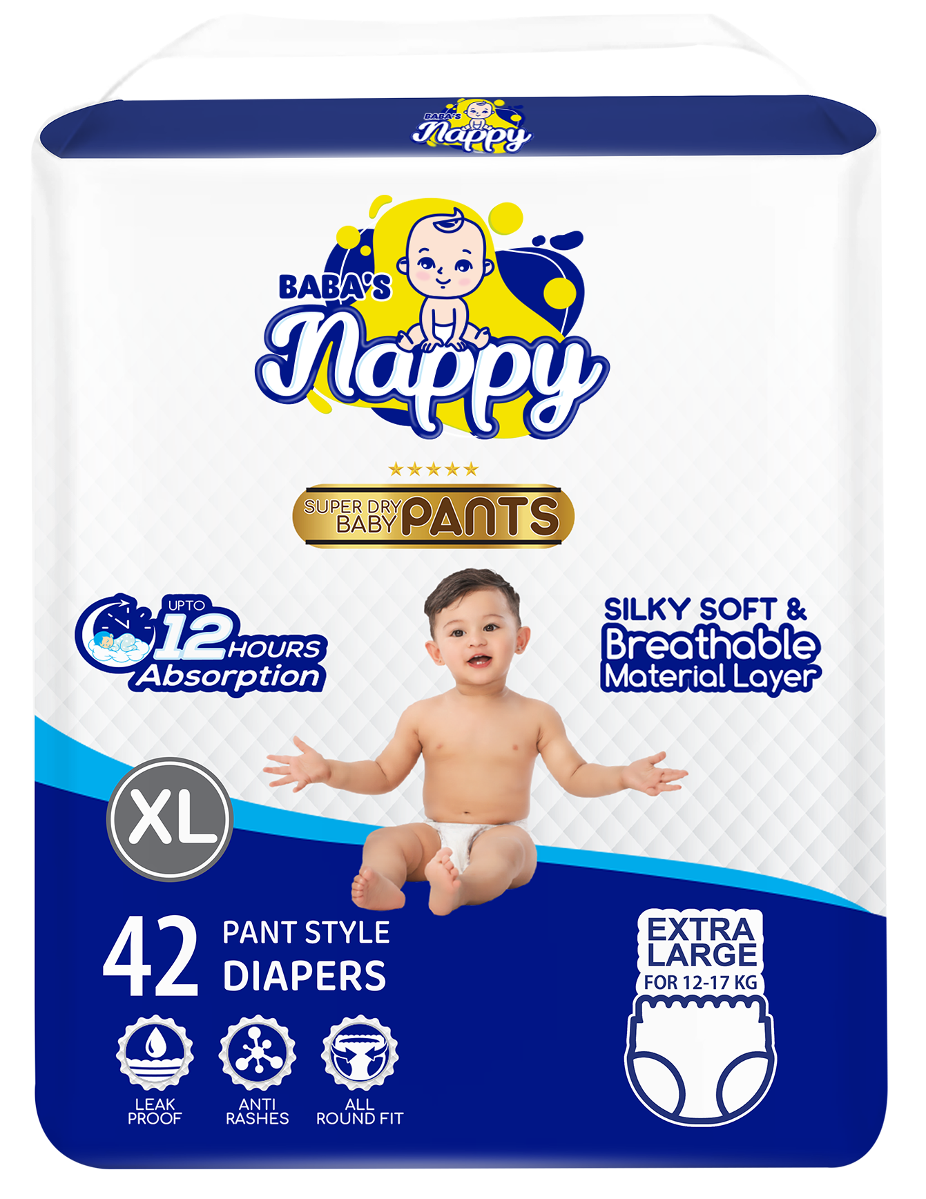 Baba's Nappy Baby Pull Up Diaper Economic Pack-XL-42pcs