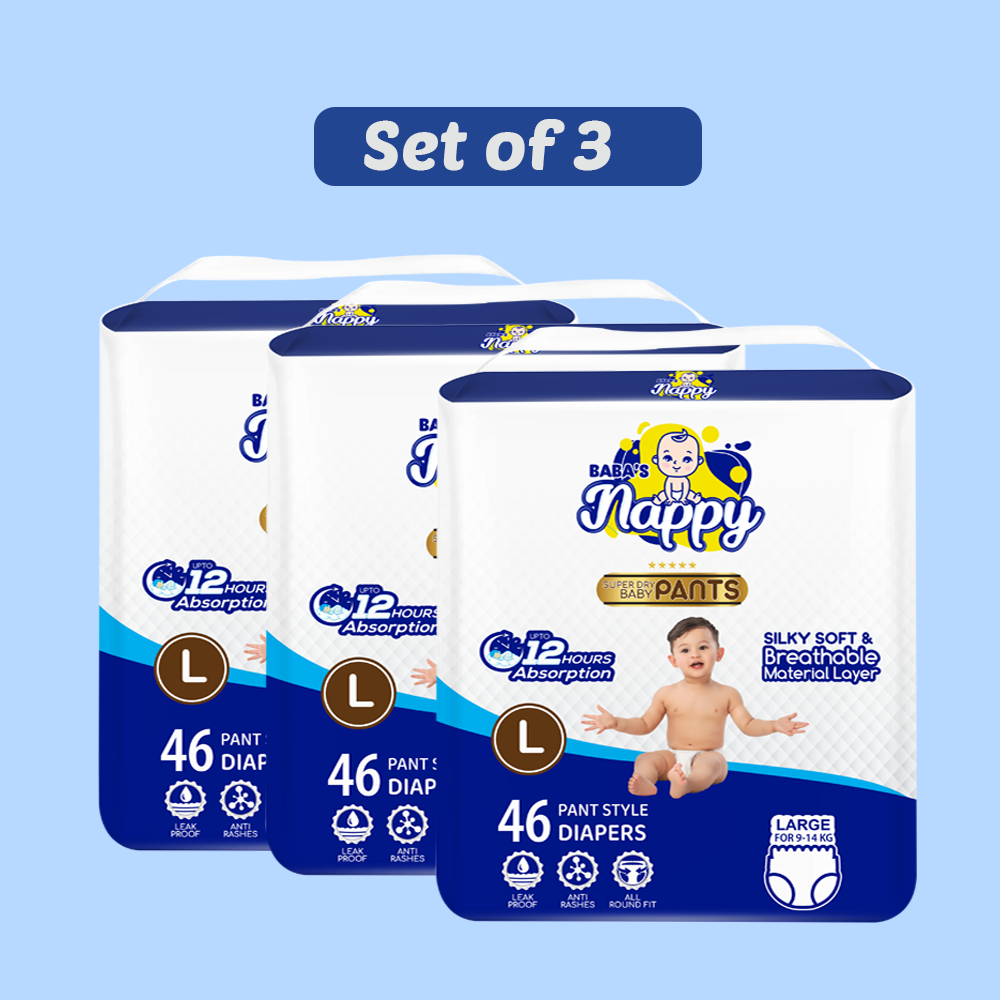 Baba's Nappy Baby Pull Up Diaper Economic Pack, Large - 46Pcs (Set of 3)