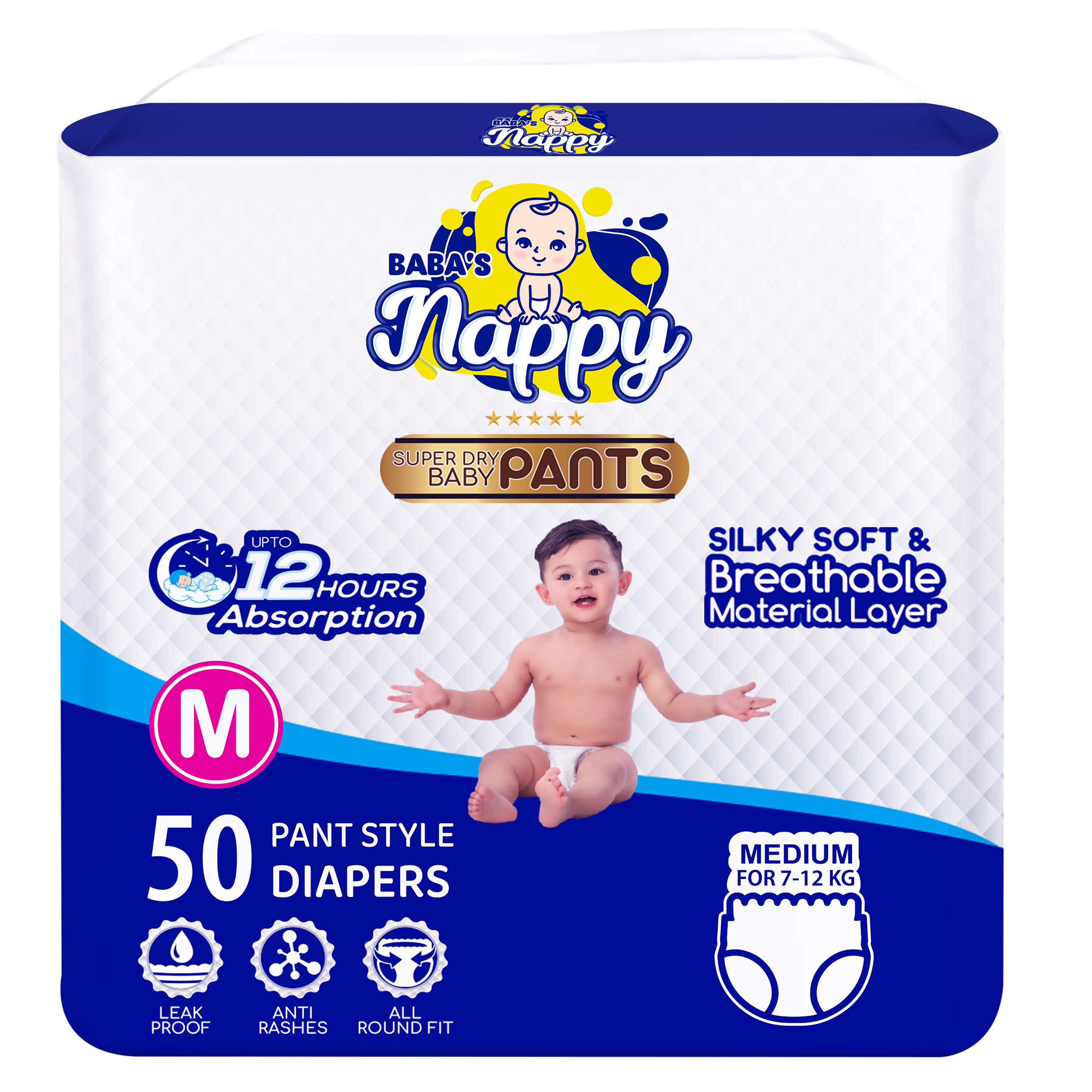 Baba's Nappy Baby Pull Up Diaper - Medium - 50Pcs