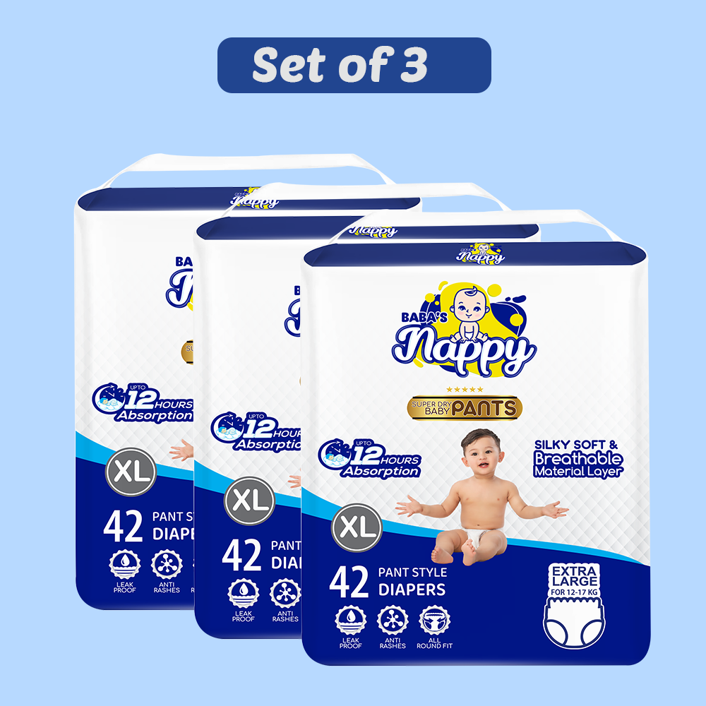 Baba's Nappy Baby Pull Up Diaper Economic Pack, XL - 42Pcs (Set Of 3)