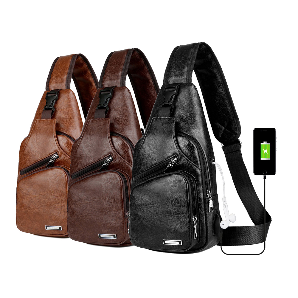 USB Charging Sports Chest Bag & Waist Belt Pack for Men