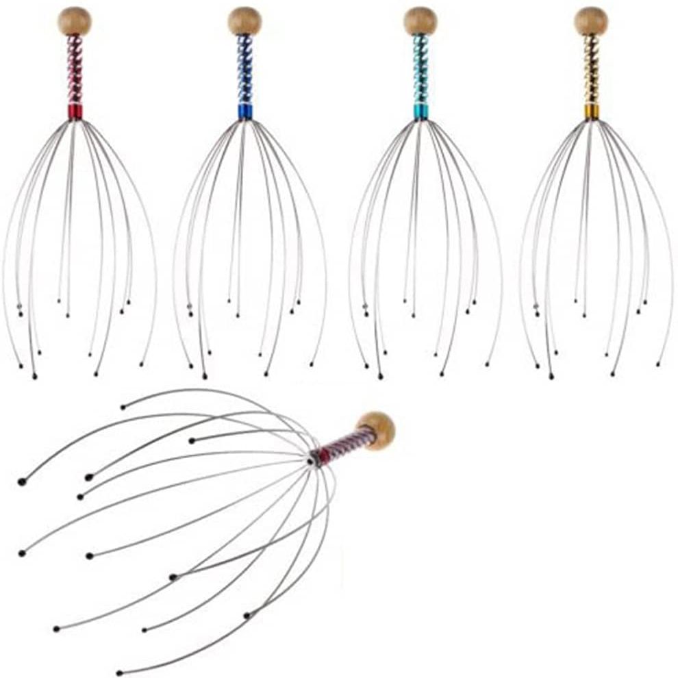 Octopus Shaped Metal Scalp Head Massager Scratcher - Multicolor