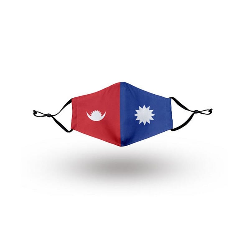 Nepal Flag Printed Reusable Face Mask (Chandra Surya Design) - Multicolor