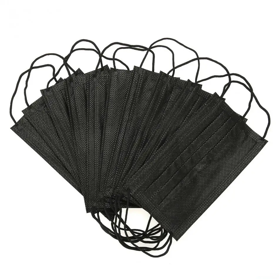 50-Piece Black Disposable Face Mask Pack - Black