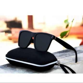 MJ Matte Black Flat Top Square Polarized Unisex Sunglasses