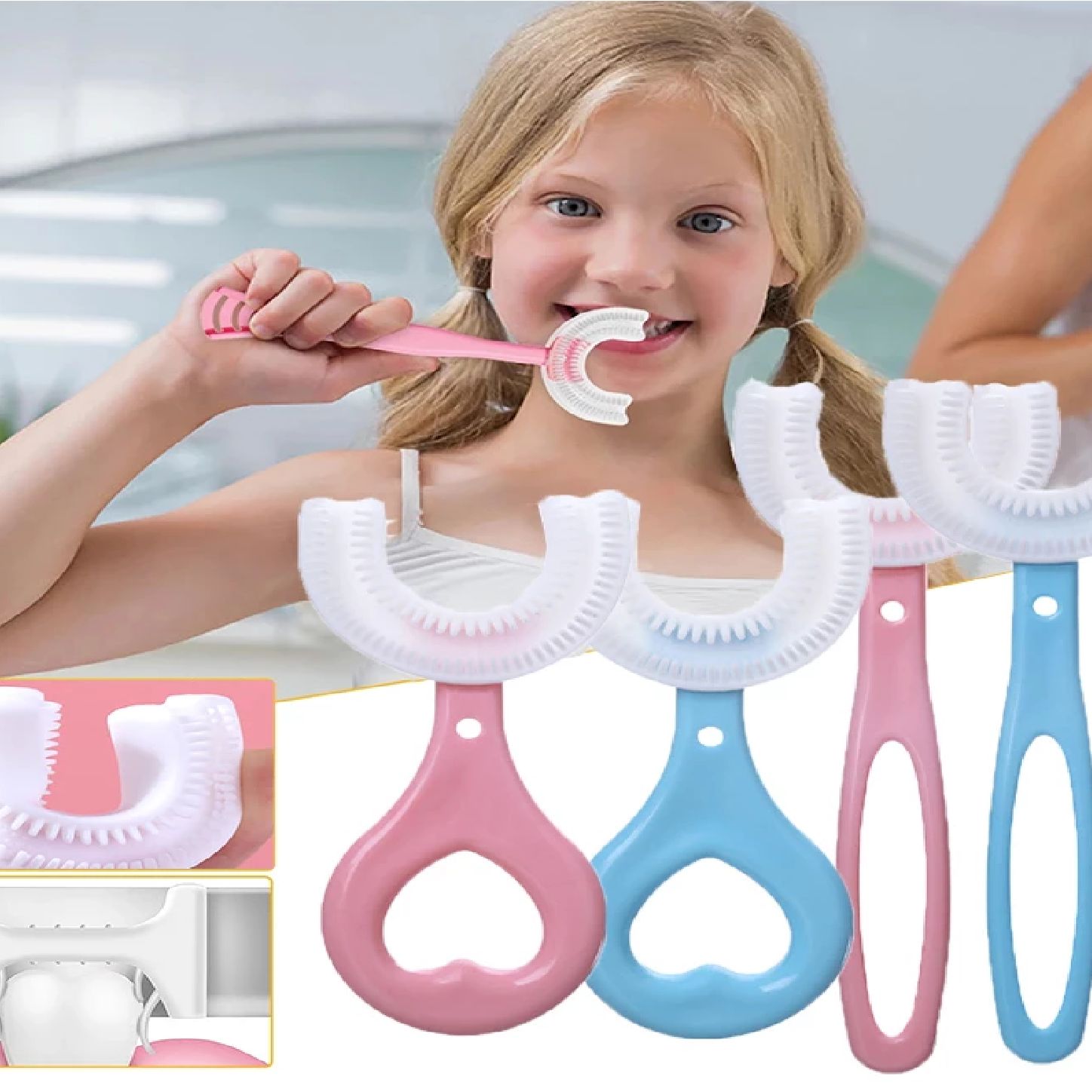 360° U-Shaped Silicone Baby Toothbrush - Multicolor