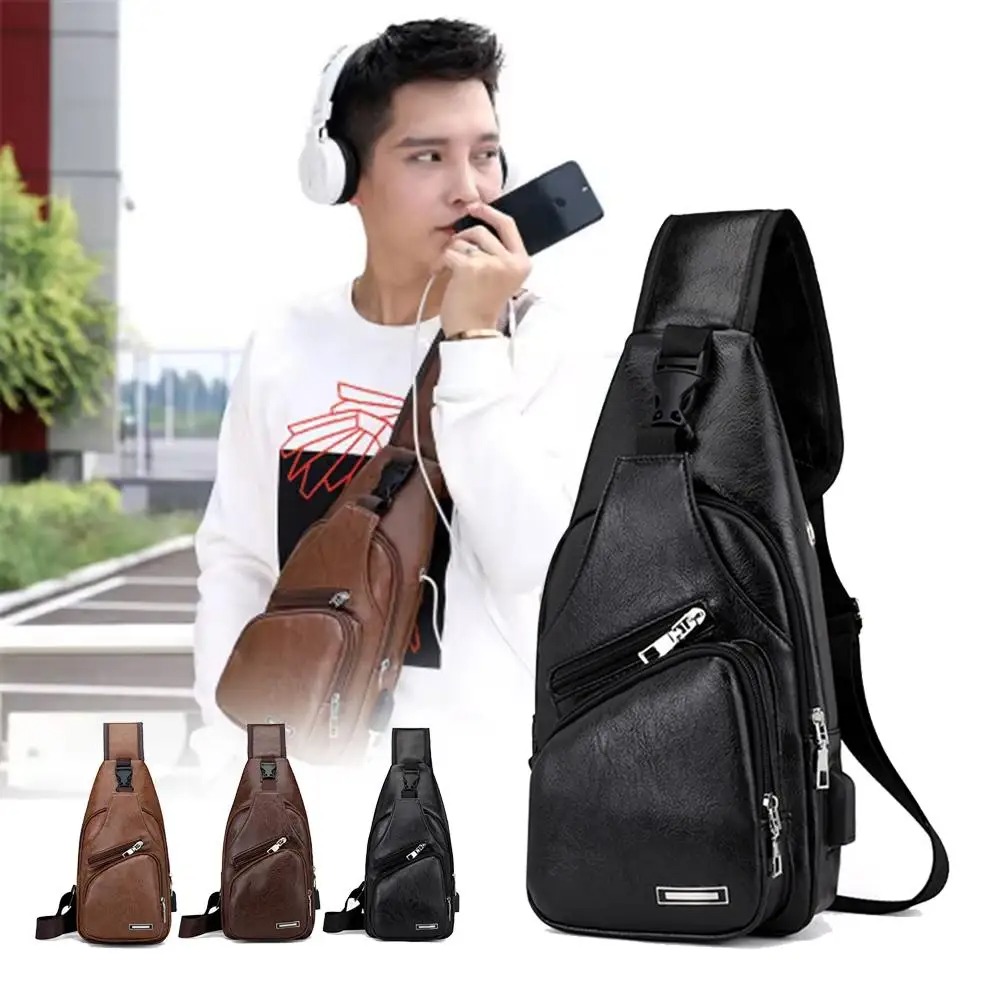 USB Charging One-Side Chest Bag