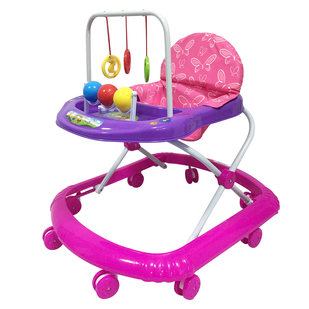 6-Wheel Anti-Fall Baby Walker With Hanging Toys