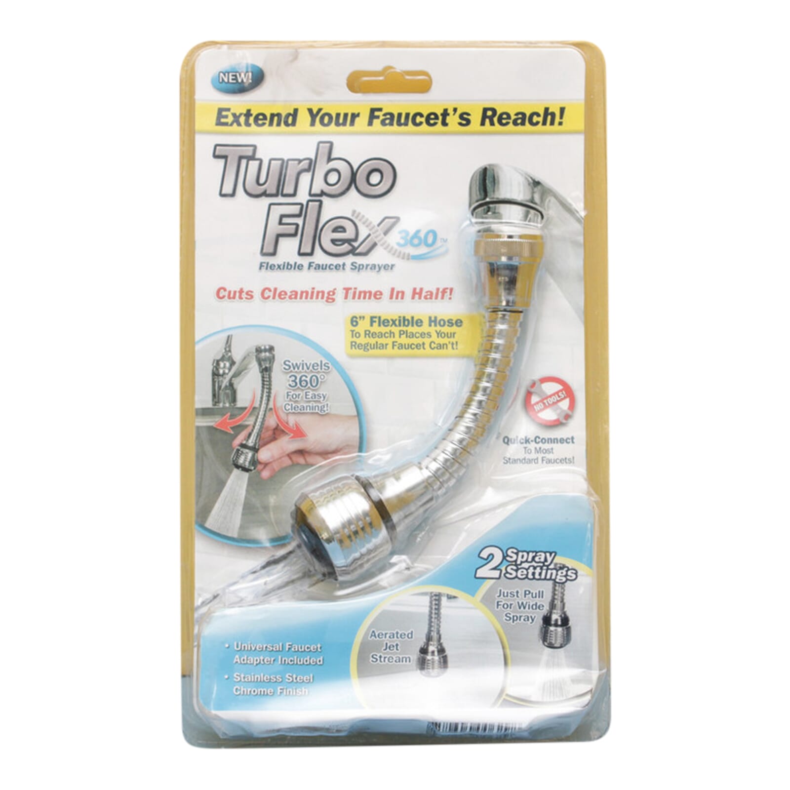 Stainless Steel Turbo Flex 360 Faucet Sprayer Extension - Silver