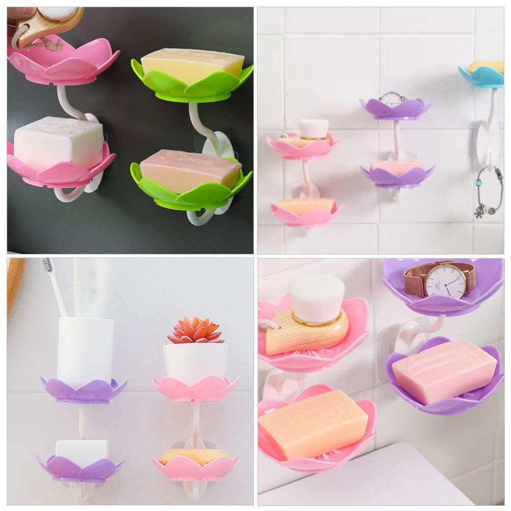 Flower Shaped Suction Wall Soap Dish For Bathroom & Kitchen - Multicolor