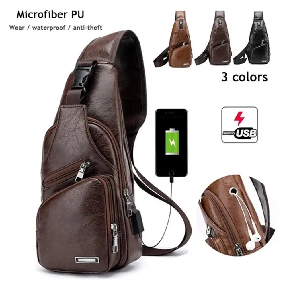 Sports Usb Charge Chest Belt Pack Outdoor Casual Functional Pu Fanny Waist Phone Money Fashion
