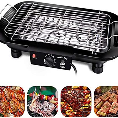 2-In-1 Electric Barbecue Machine With Metal Skewers Set - Multicolor