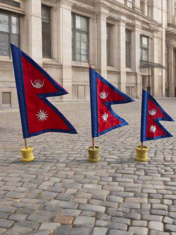 11-Inch Nepal National Table Flag With Wooden Stand - Multicolor