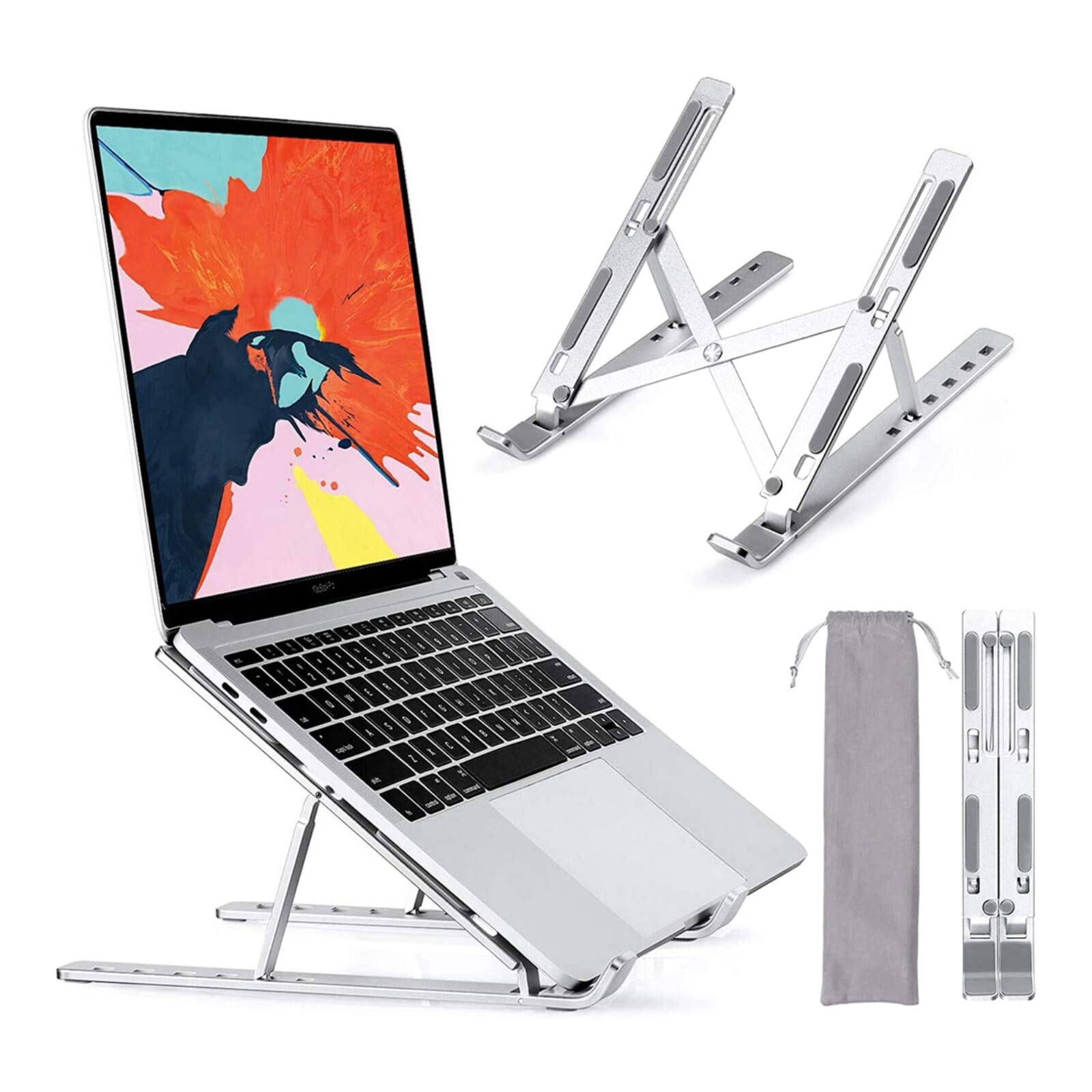 Adjustable Aluminum Alloy Laptop Stand For 10–17 Inch Devices -Red