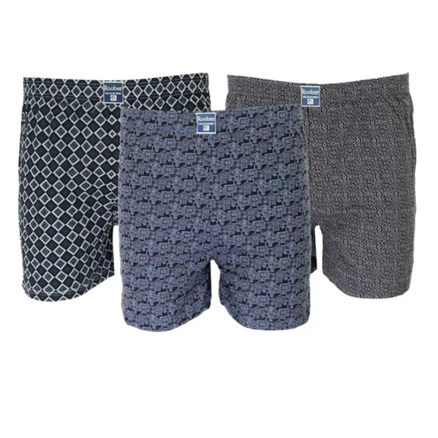 Pack Of 3 Roober Men's Printed Cotton Boxer Shorts