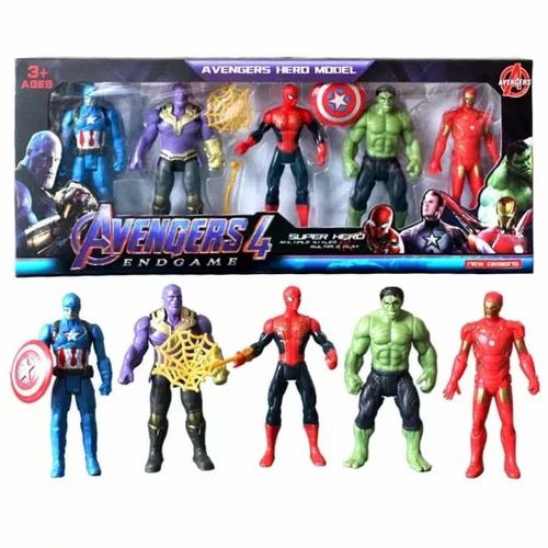 Marvel Avengers Super Heroes 5 Pcs Light Up Action Figure Toy Set - Multicolor