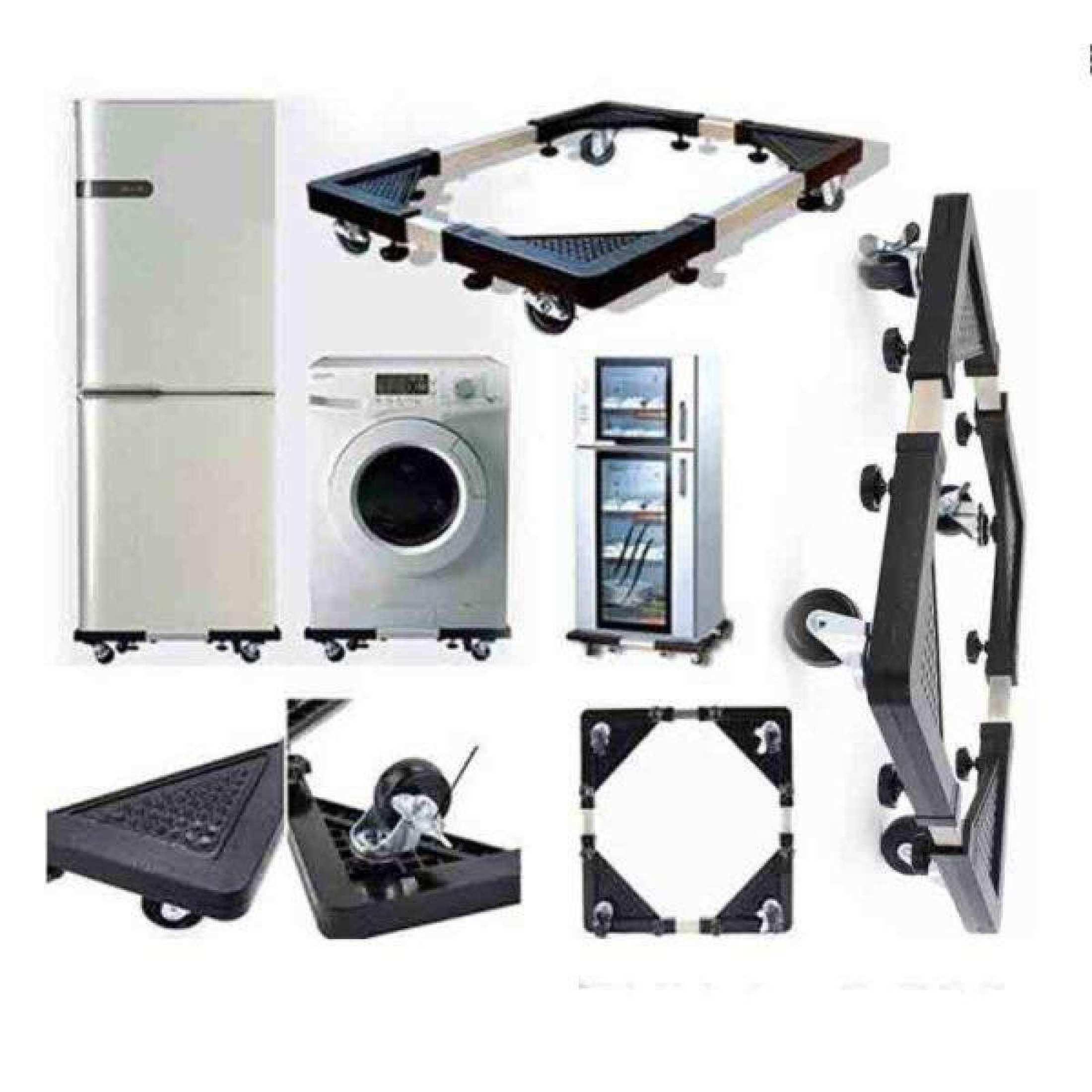 Multifunction Adjustable Washing Machine & Refrigerator Stand Trolley - Multicolor