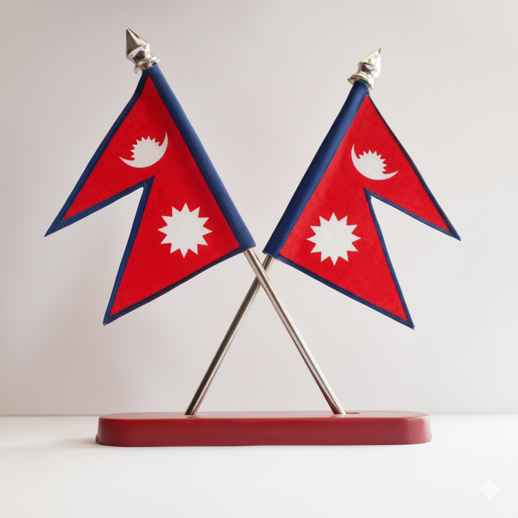 Nepali Flag With Stand National Desk Dashboard Home Office Decoration Gift