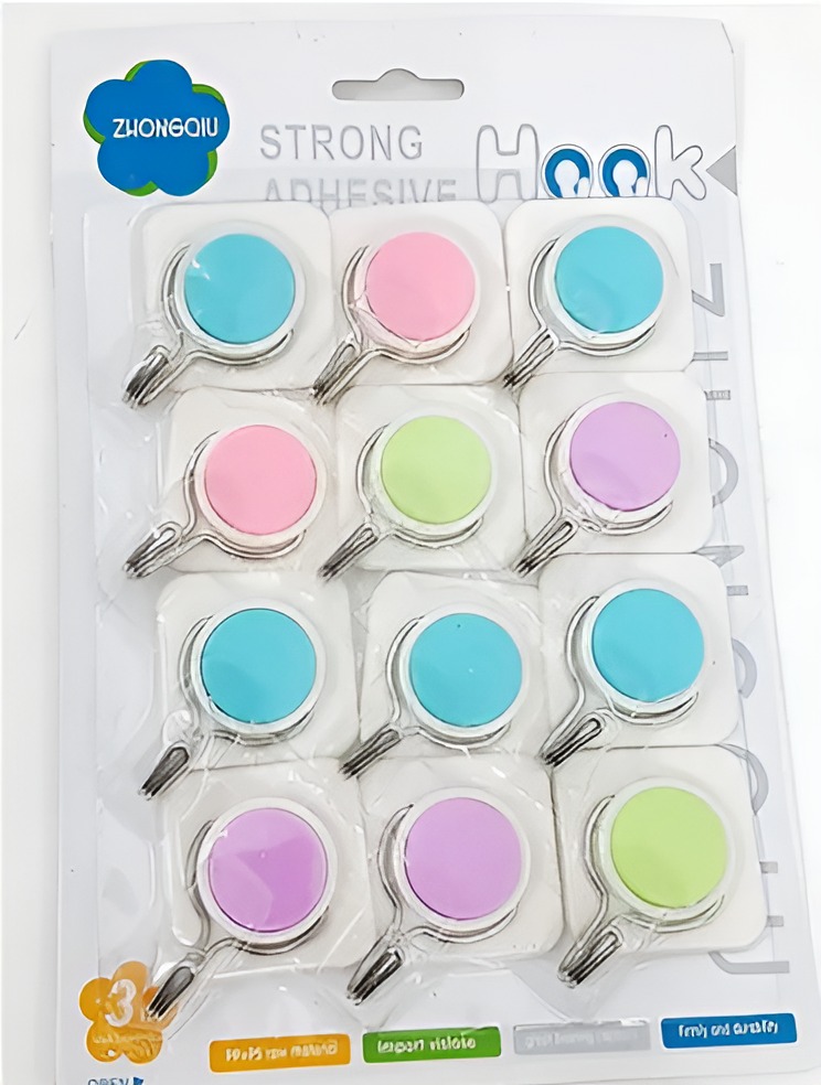 Multipurpose Adhesive Wall Hooks 12 Pcs Kitchen Bathroom Organizer