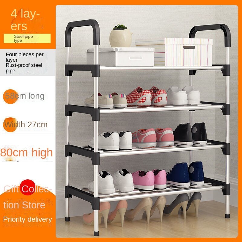 Stainless Steel Foldable 4 Layer Shoe Rack 58x27x80 cm - Silver