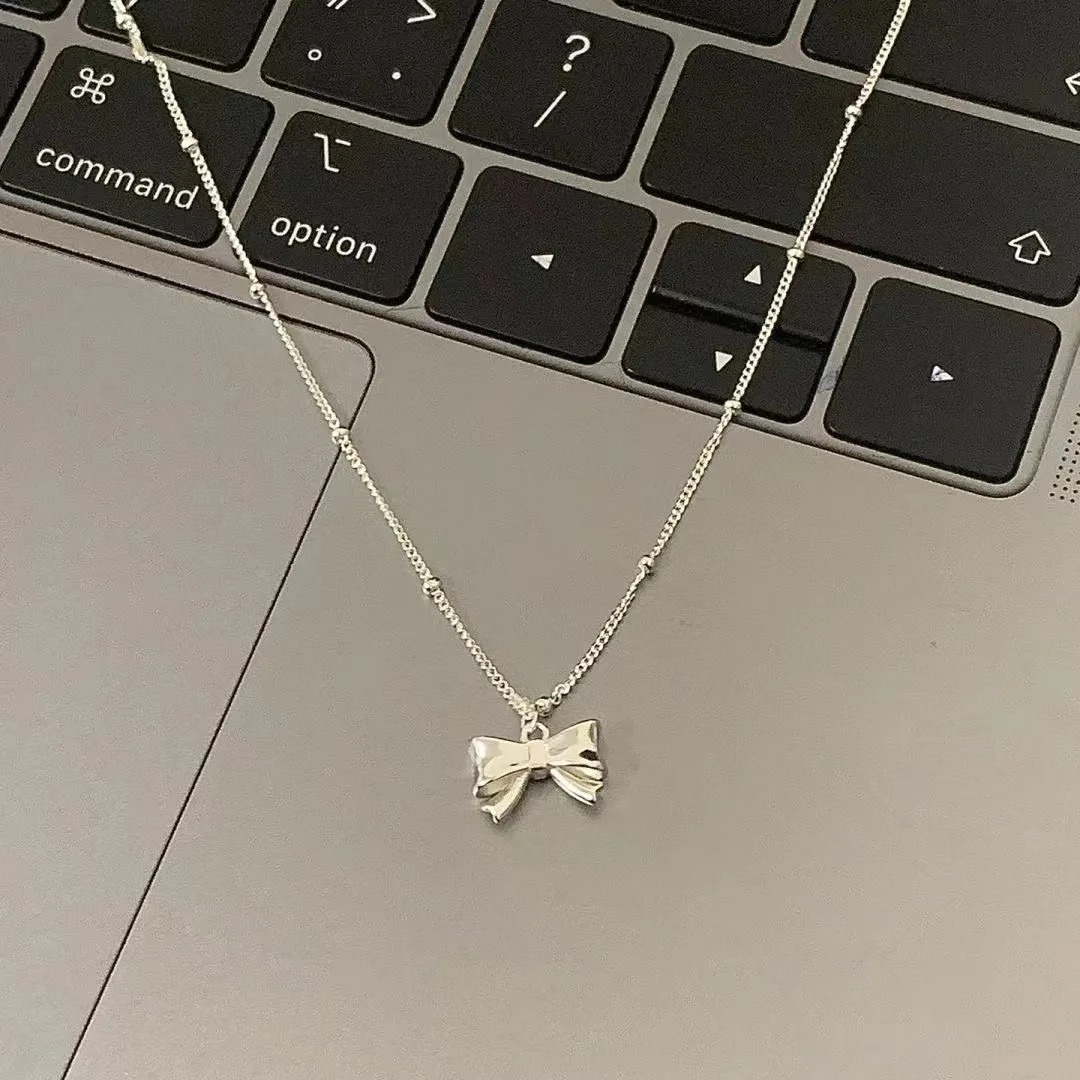 Bow Knot Necklace Women Romantic Choker Elegant Wedding Jewelry Gift