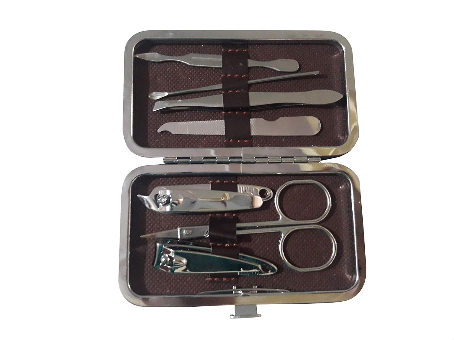 7 Pcs Manicure Pedicure Set Nail Care Tools Travel Case Kit - Multicolor