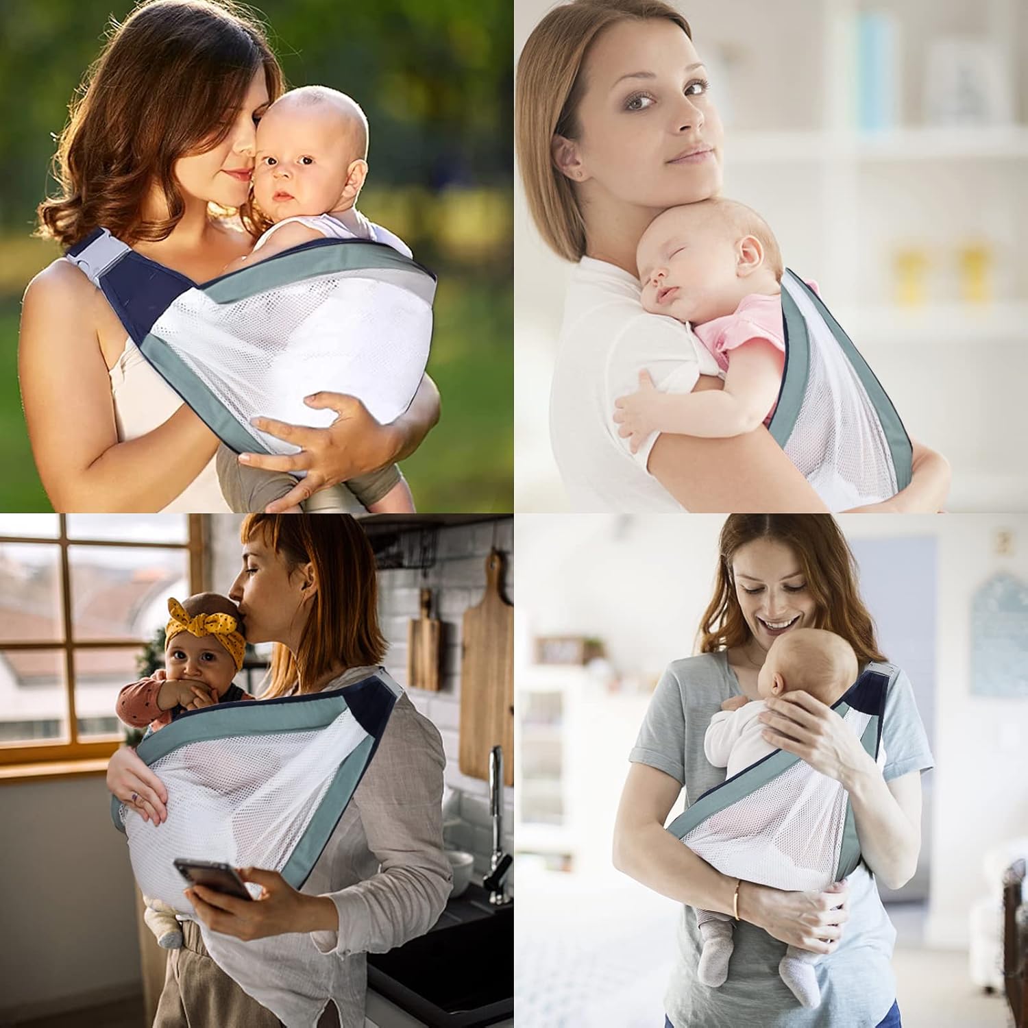 Breathable Baby Sling Adjustable 3D Mesh Carrier Newborn Toddler Up To 18kg Shoulder Strap Baby Carry Bag - Blue