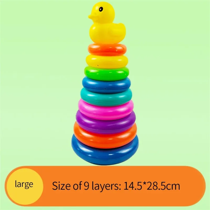 9 Layer Rainbow Stacking Ring Toy Montessori Baby Educational Puzzle Kids - Multicolor