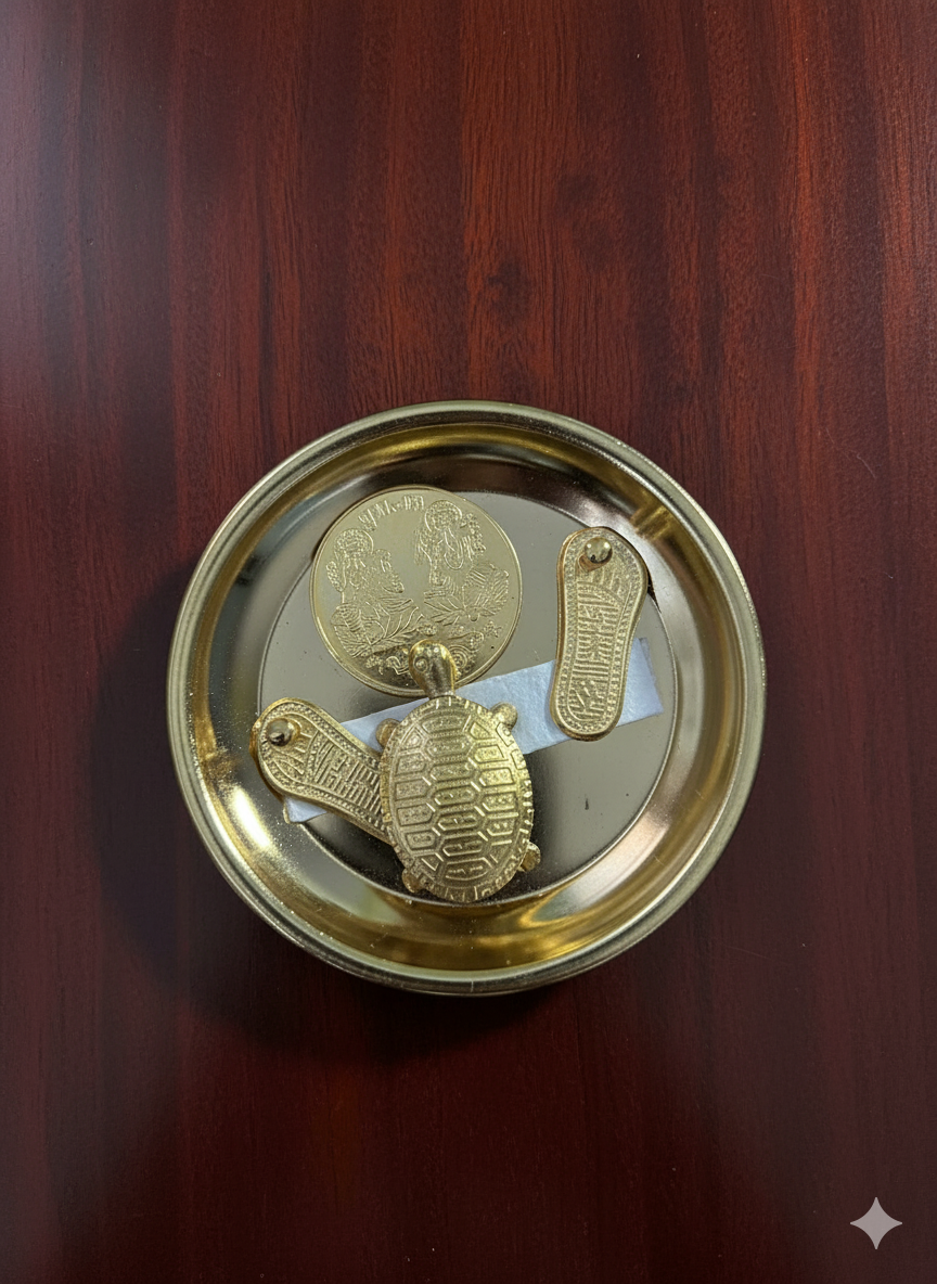 Laxmi Footprint Tortoise Mini Plate Religious Decorative Item