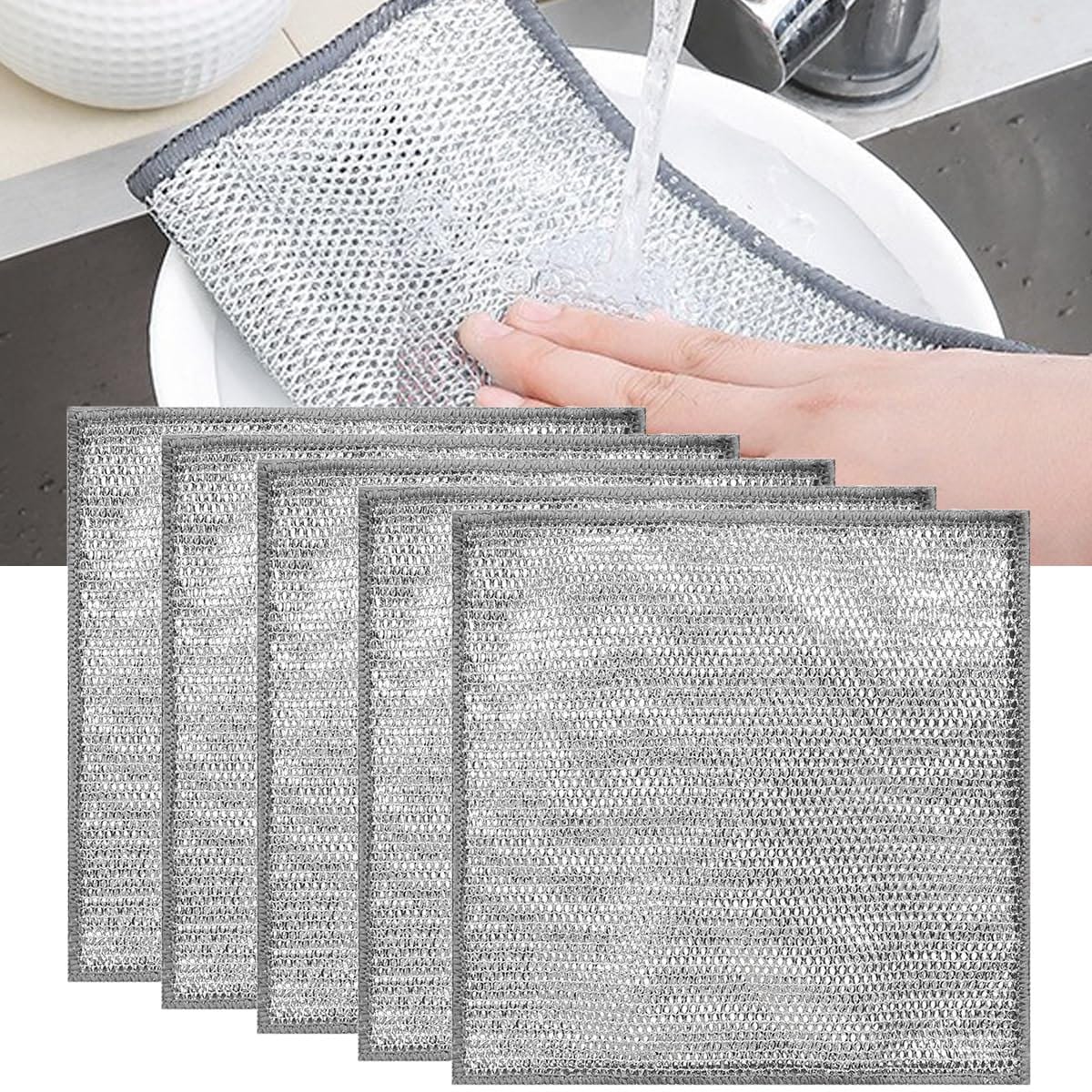 Multifunctional Non Scratch Wire Dishcloth Double Layer Reusable Kitchen Cleaning Cloth Rust Remover