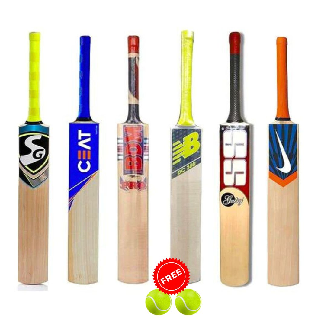 Cricket Bat With Free Tenish Ball (2pcs) Wooden Bat with 2ft Height (Numbers Bat)