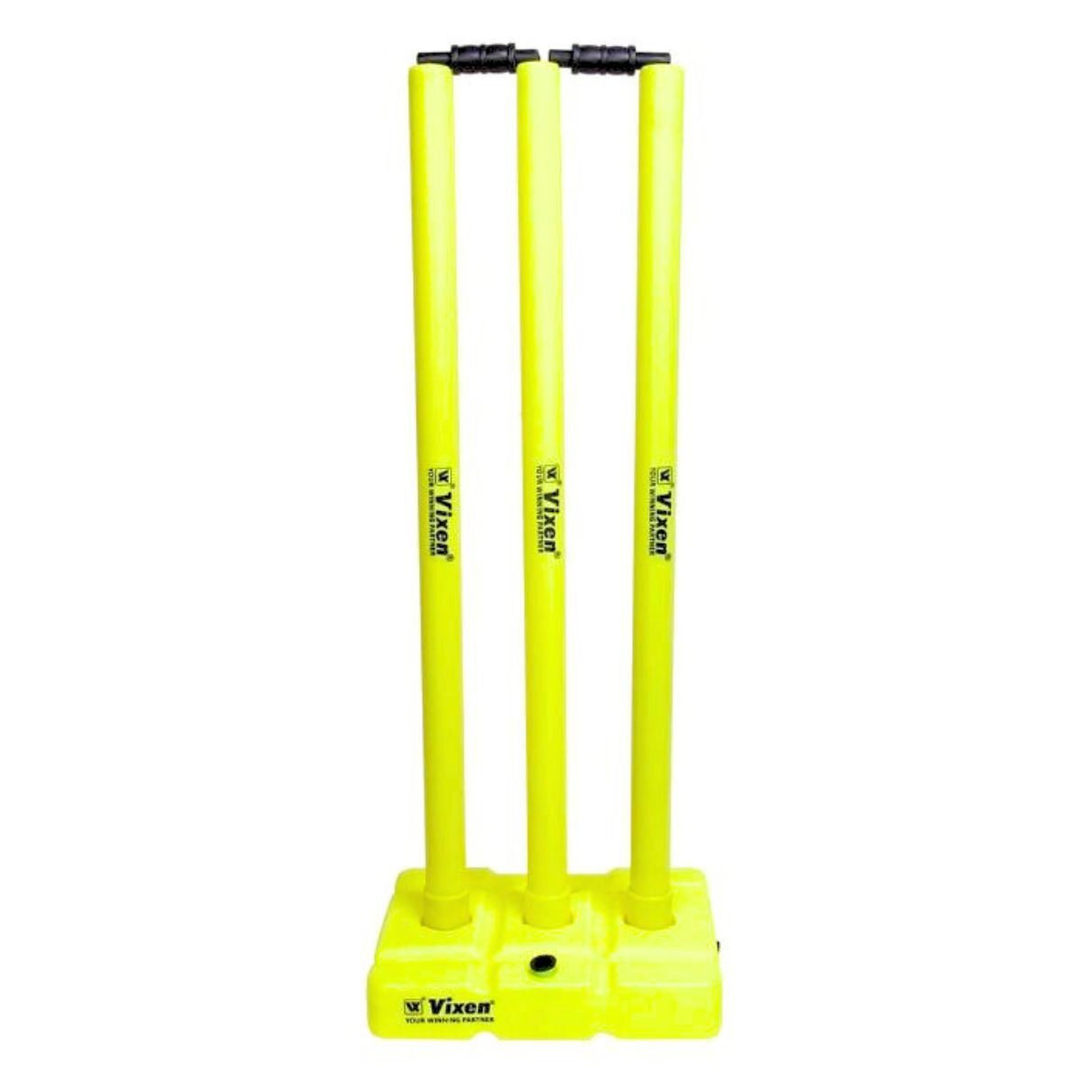 Premium Cricket Plastic Stumps Set with Base and Bails - Multicolor
