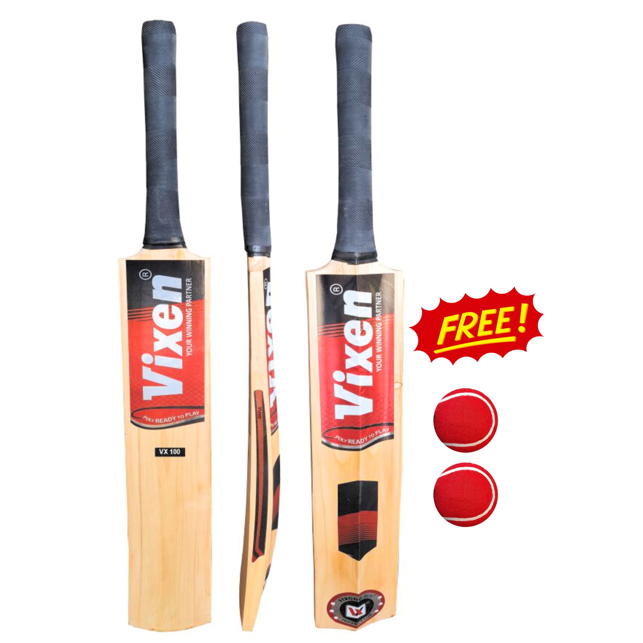 Vixen VX 100 Cricket Bat Wooden With (Free Balls 2pcs)