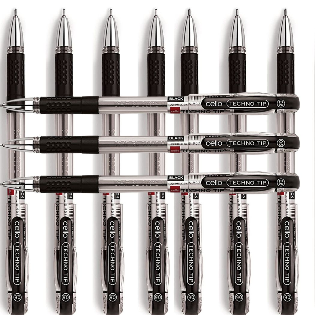 Cello Technotip 0.6 Ball Pen (Black, Pack Of 10)