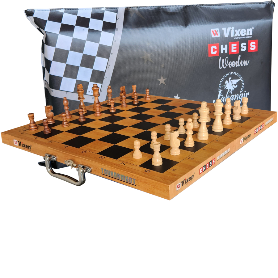 Vixen Foldable Wooden Chess Board with Coins | Premium-Quality Chess Boards & Complete Chess Sets