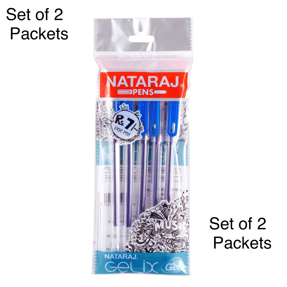 Natraj Blue Gel Pen (Set Of 2 Packet)