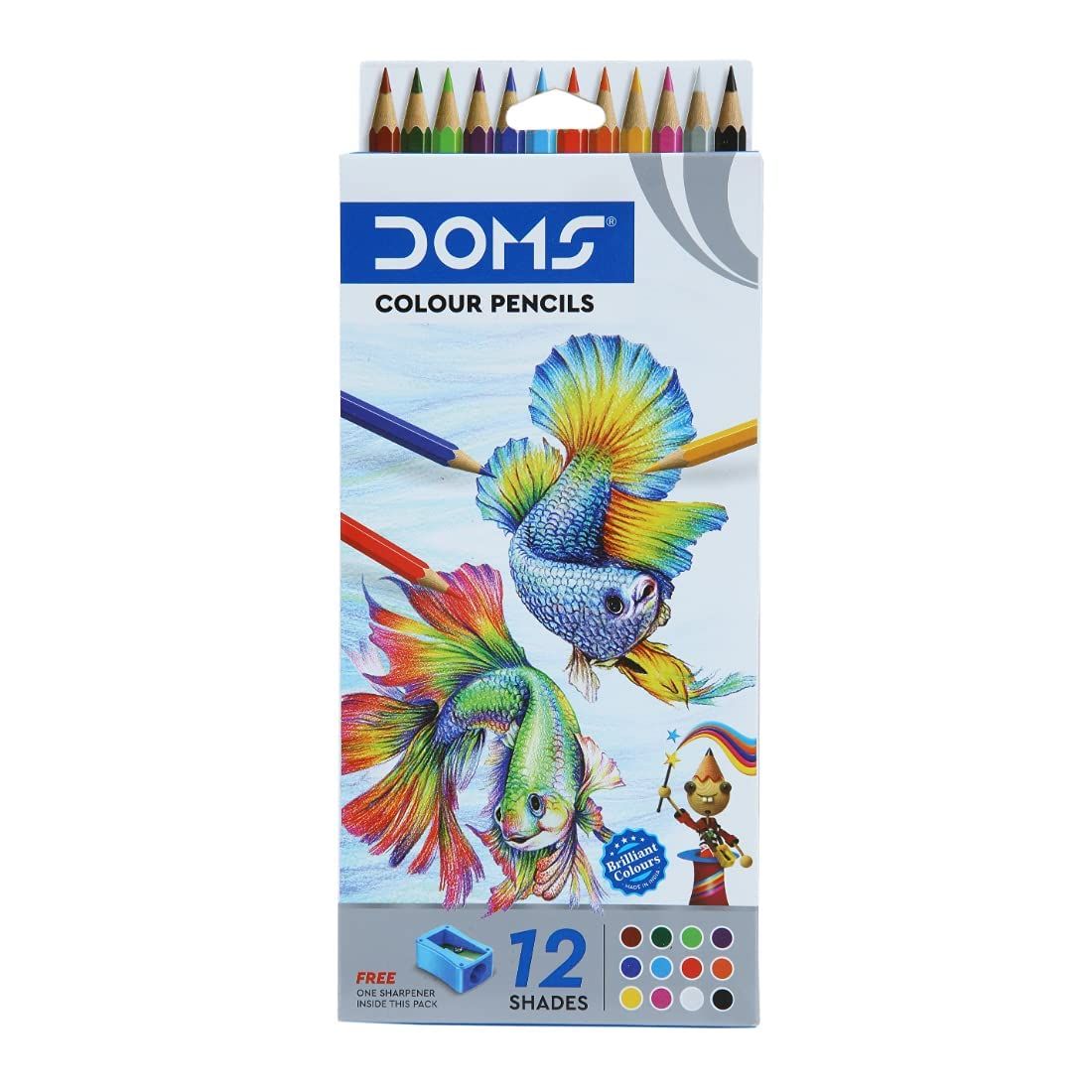 Doms Long Colour Pencil 12 Shades - Multicolor