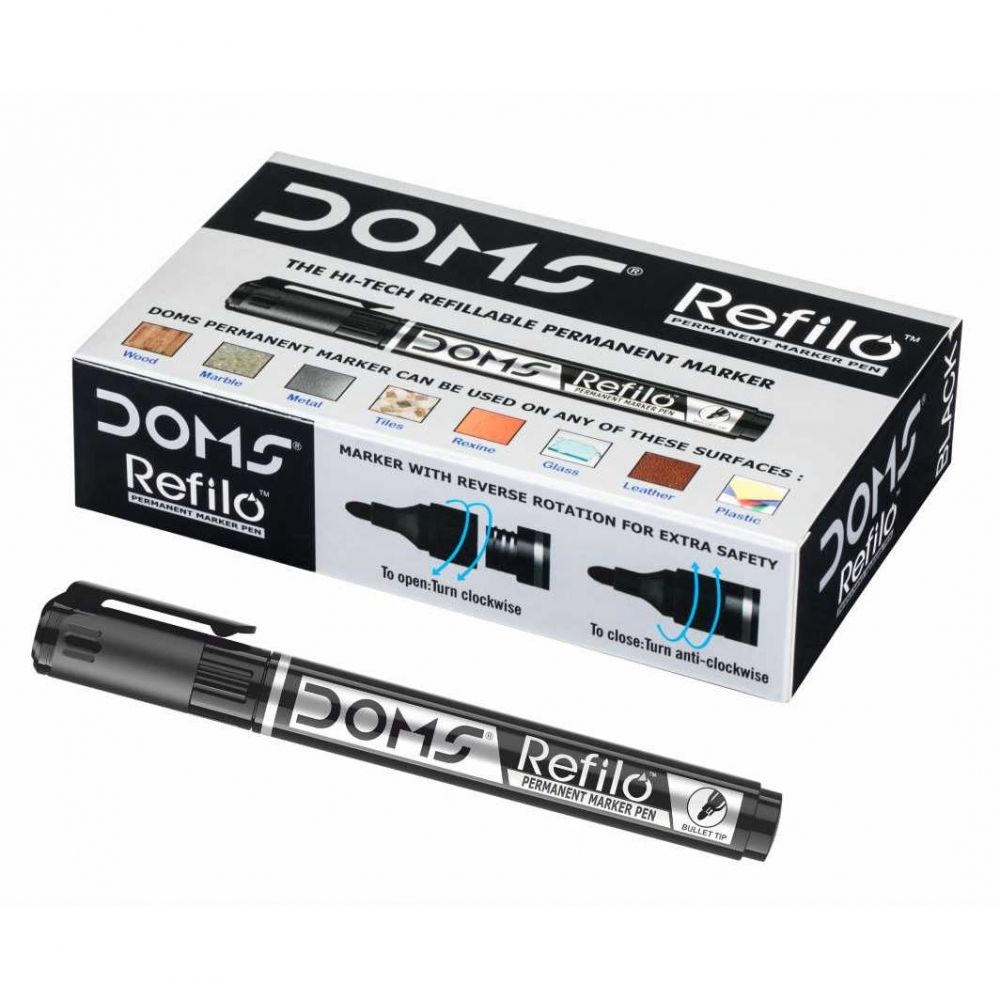 Doms Permanent Marker Black Pack Of 10 Pieces