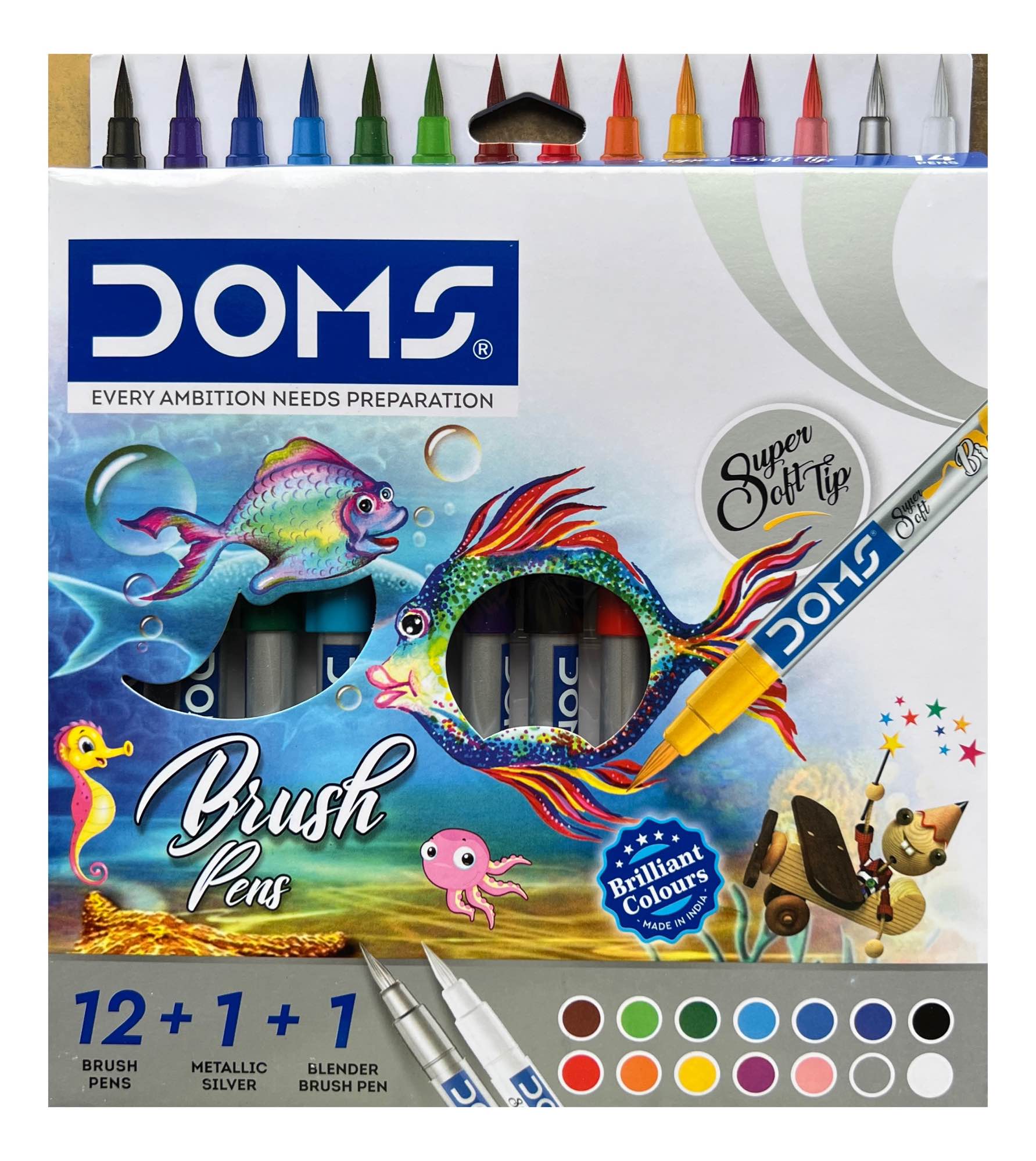 DOMS Brush Pens 14 Shades Set