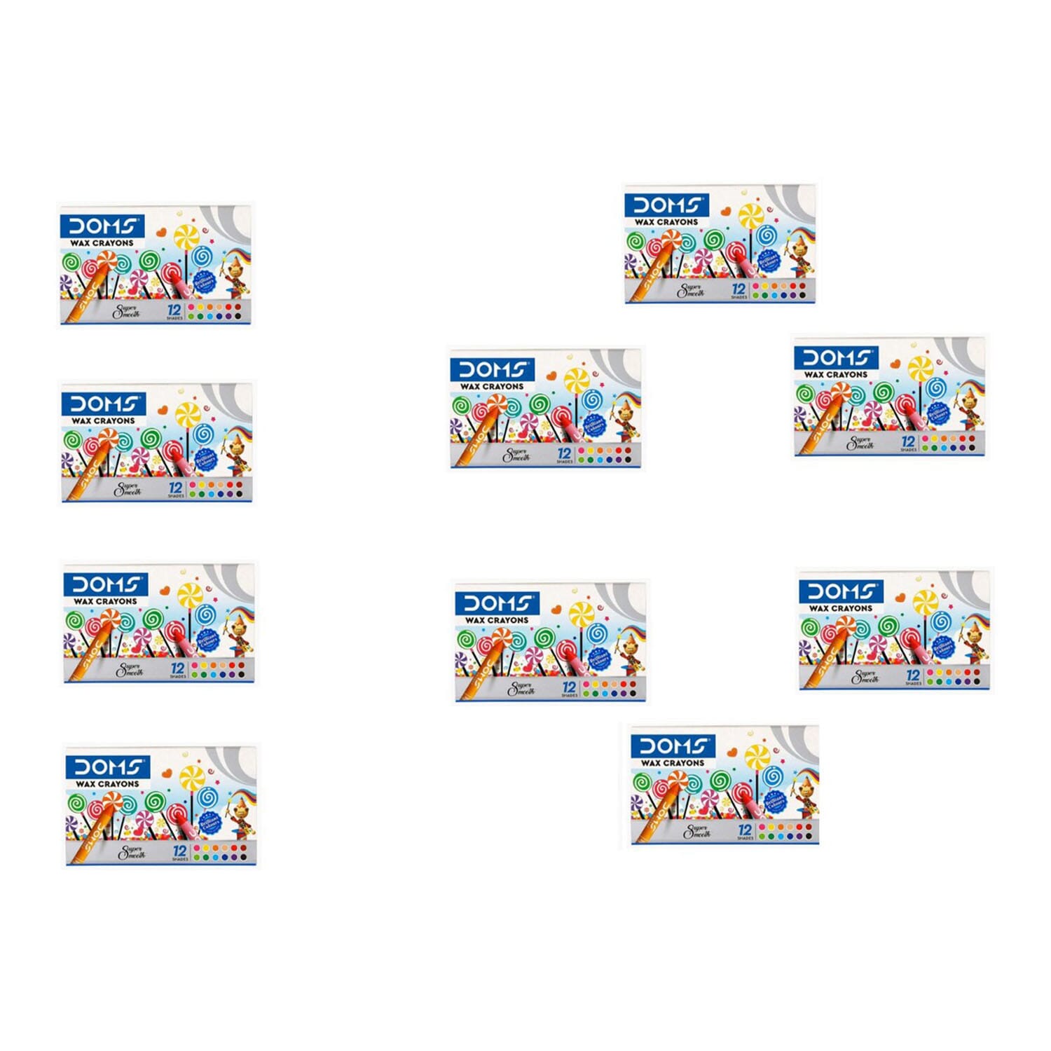 Doms Wax Crayons Colour (Set Of 10 Pieces) - Multicolor