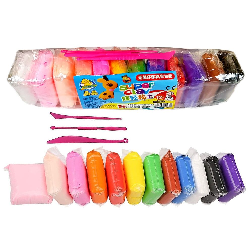 12 Colour Soft Clay Set - Multicolor
