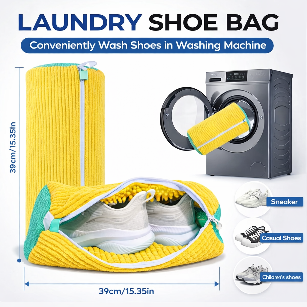 Shoe Wash Bag With Built In Cleaning Brushes For Washing Machine - Multicolor