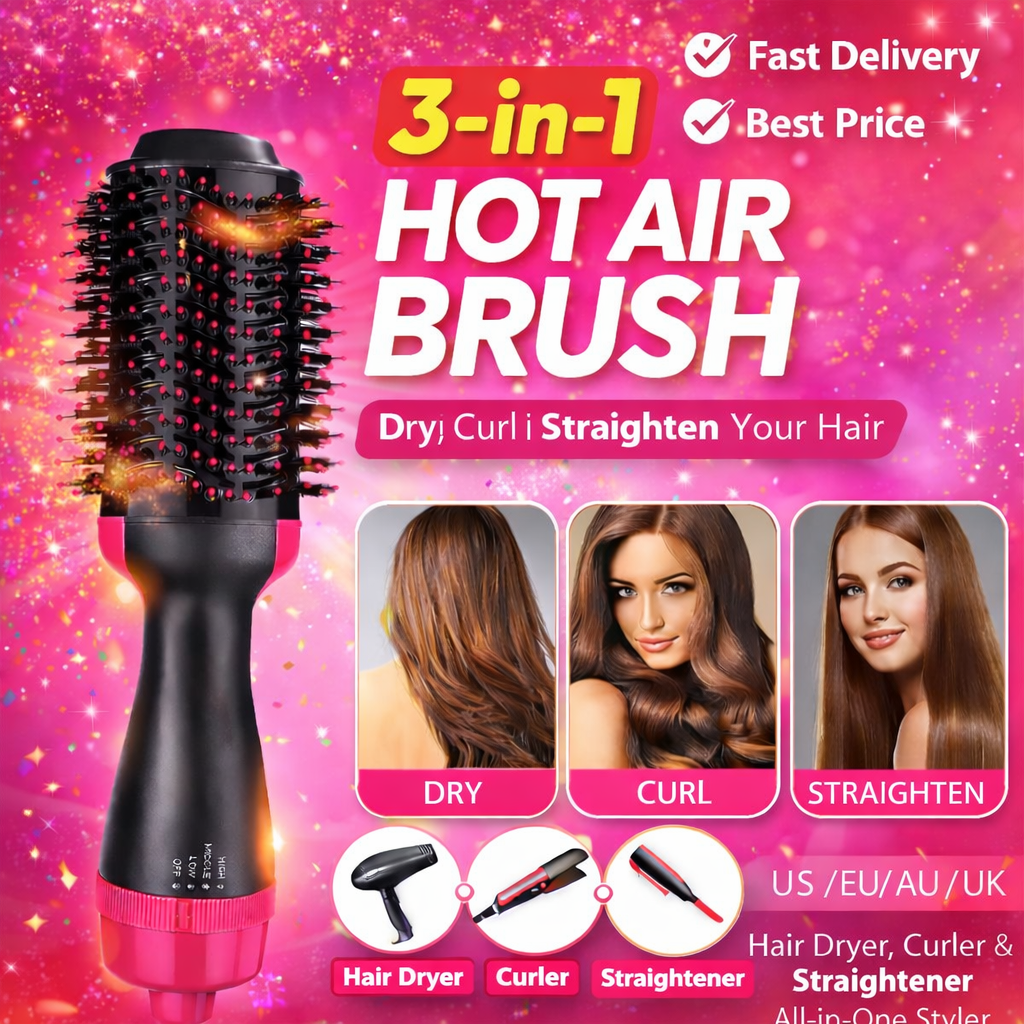 3 In 1 One Step Hair Dryer And Styler Hot Air Brush Straightener 