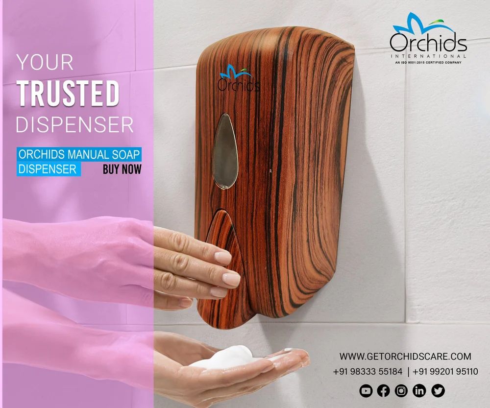 Wooden Finish ABS Plastic Soap And Sanitizer Dispenser - 1000ml