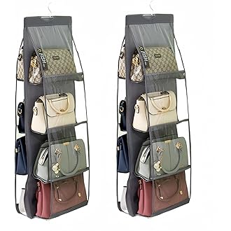 Clear Hanging Handbag And Purse Organizer With Multiple Storage Pockets - Multicolor