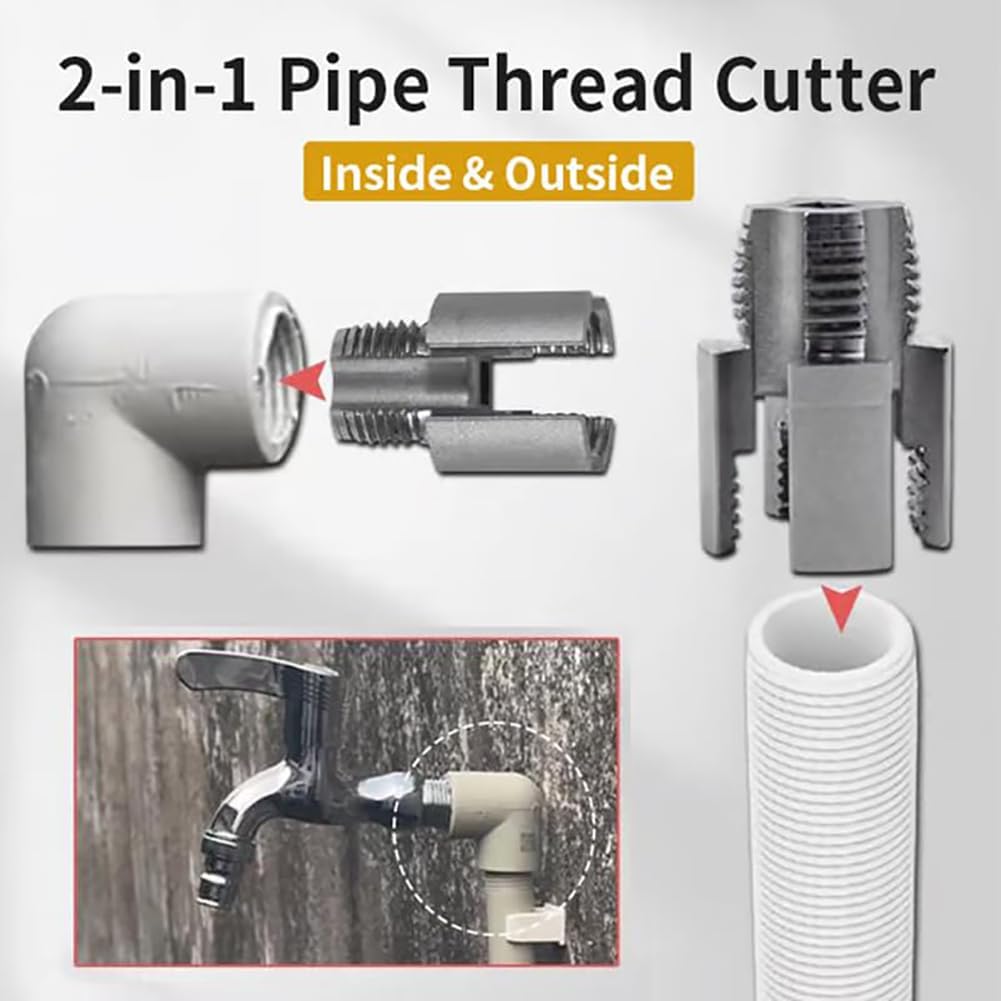 Internal And External Pipe Threading Tool Set For 1/2 3/4 And 1 Inch Pipes - 1/2 inch