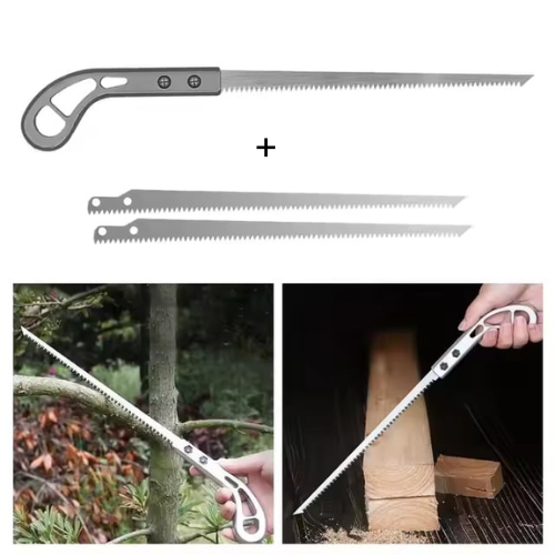 Portable Mini Hand Saw With 2 Extra Blades For Wood PVC And Pruning - Silver