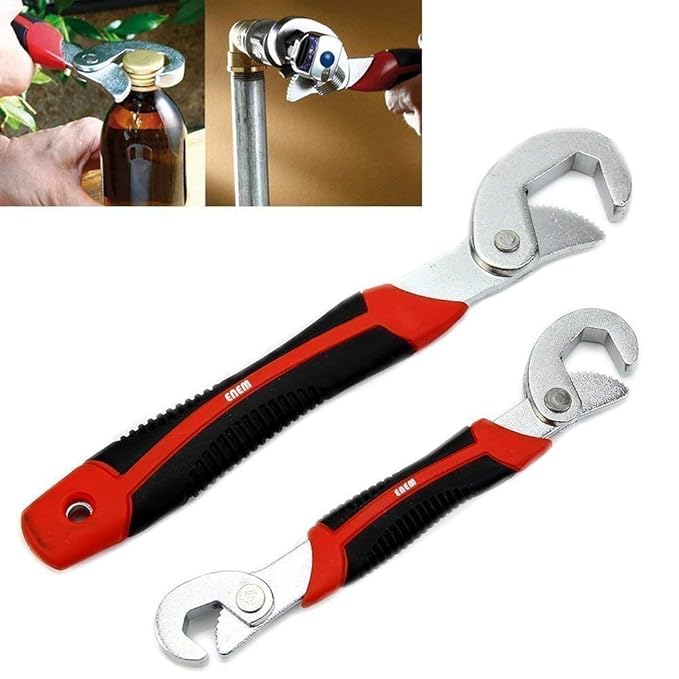 2 Piece Heavy Duty Adjustable Quick Grip Wrench Spanner Set For Nuts Bolts And Pipes - Multicolor