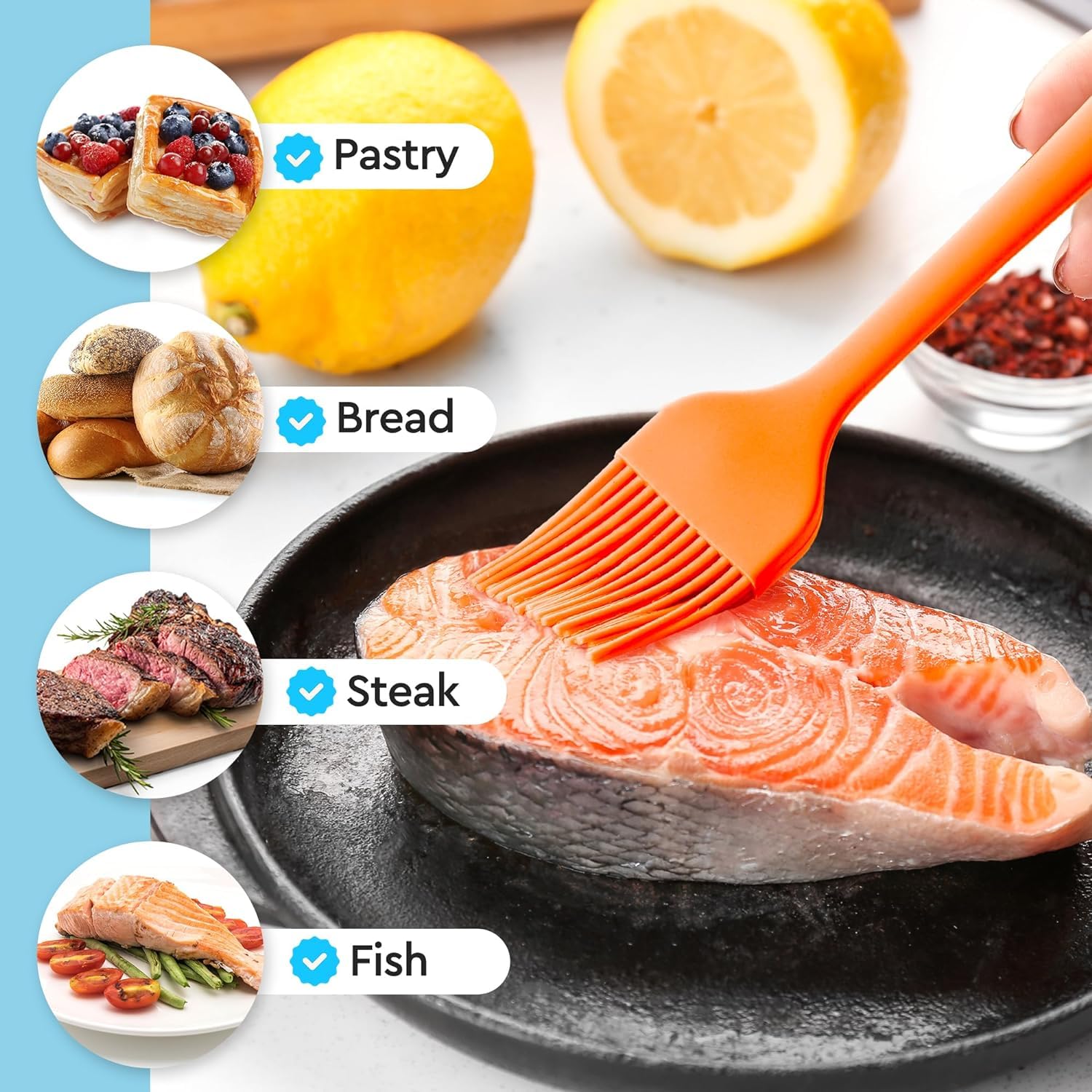 Dravmo Silicone Basting Brush For Grilling Baking BBQ And Cooking - Multicolor